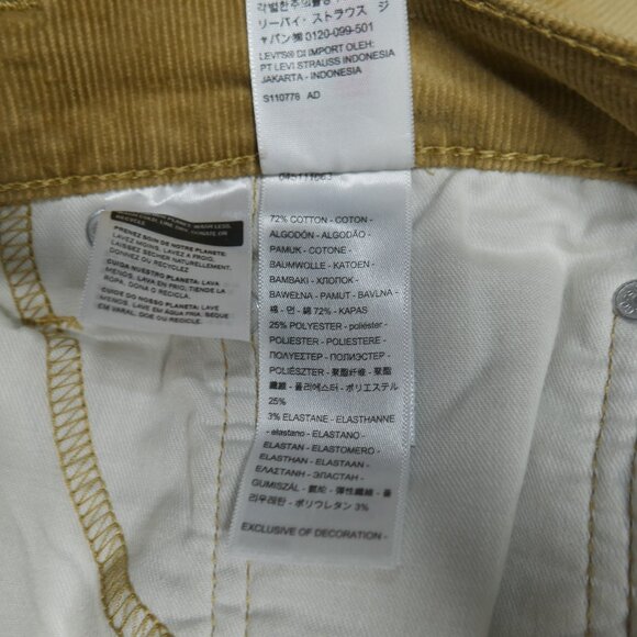 Levis 511 Slim Fit Corduroy Jeans Men's Size 36x32 Stretch Harvest Gold Beige - Picture 13 of 13